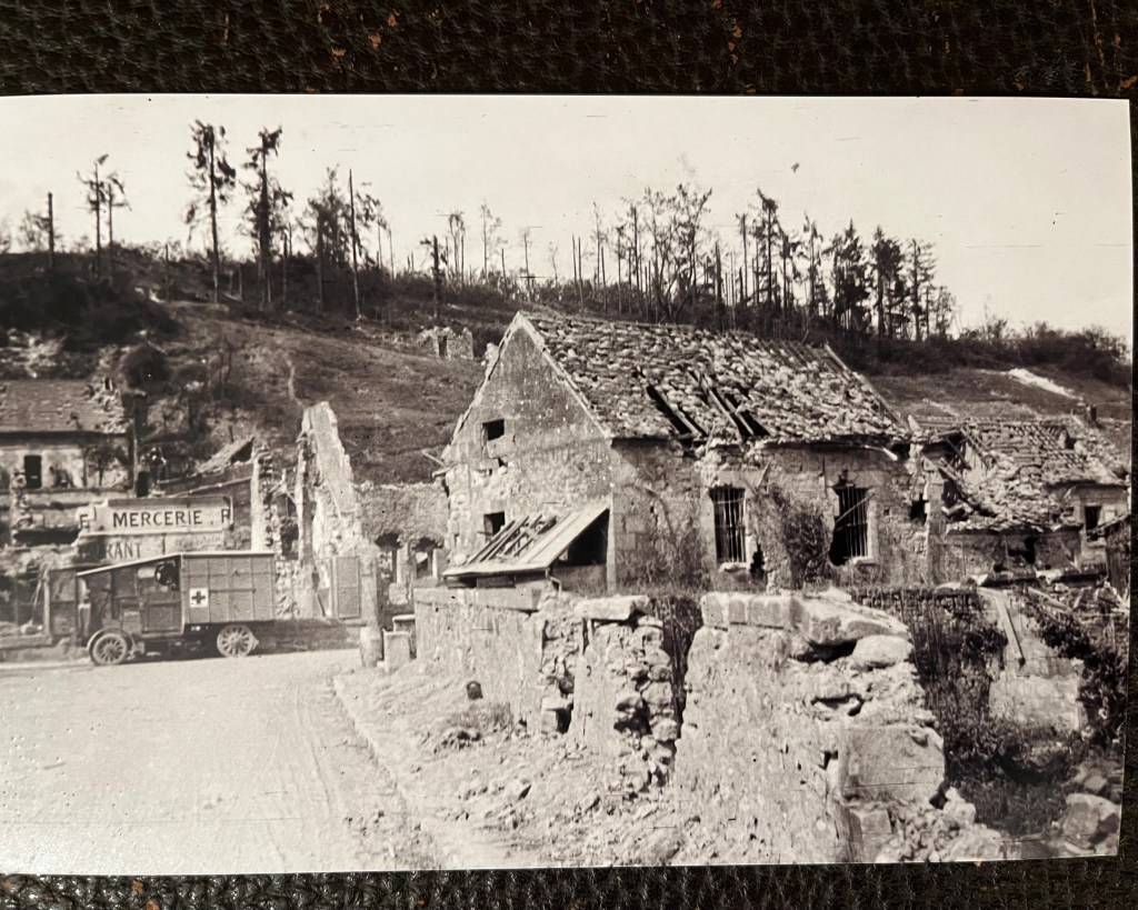 Shelled French village, WWI