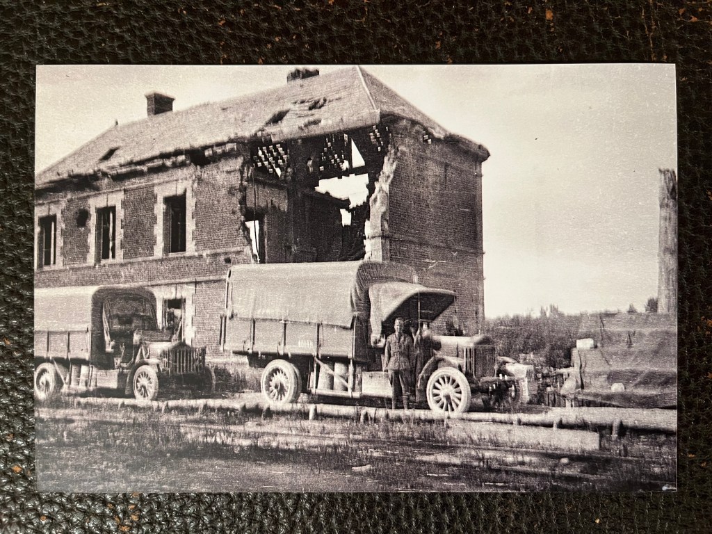 War damage, solders and trucks, WWI