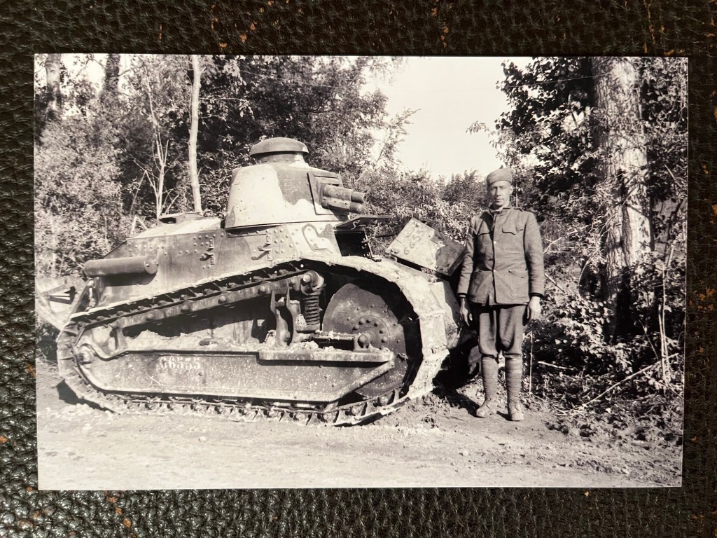 WWI Renault tank and soldier