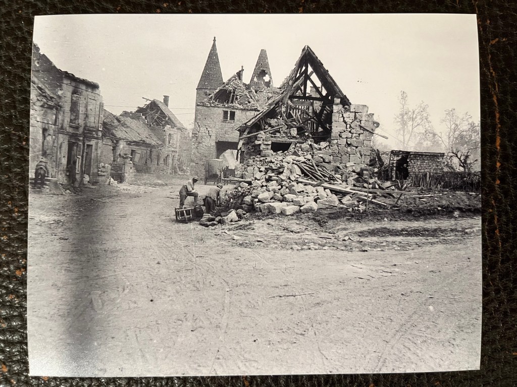 Shelled church and village, WWI